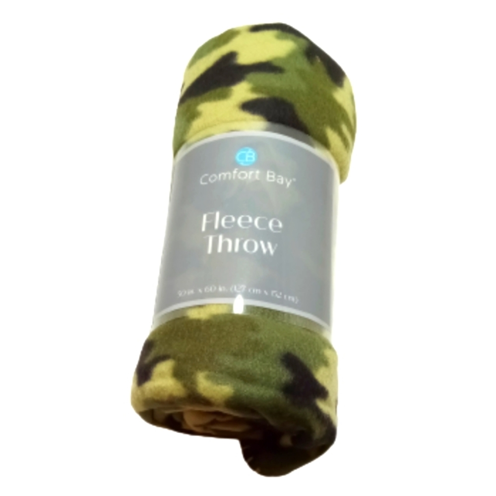 Comfort Bay Cami Green Fleece Throw 50x60"
